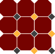 TopCer 4420 OCT14+21-A Brick Red OCTAGON 20/Black 14 + Ochre Yellow 21 Dots  30x30